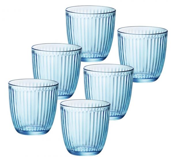 6 Wassergläser / Whiskybecher 29cl Line Blau